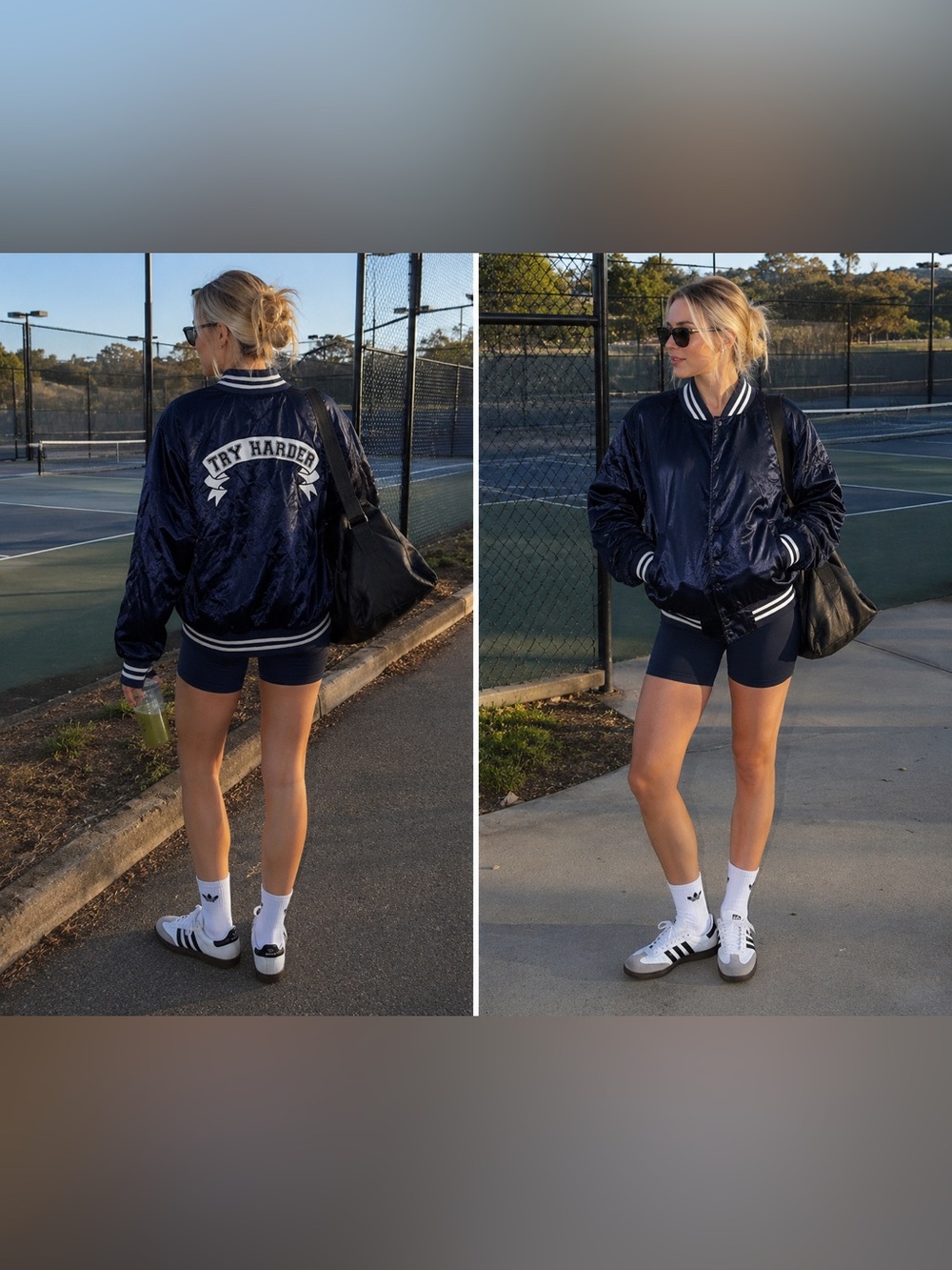 Factory Stay Cute Try Harder Bomber Jacket $88 MSRP
